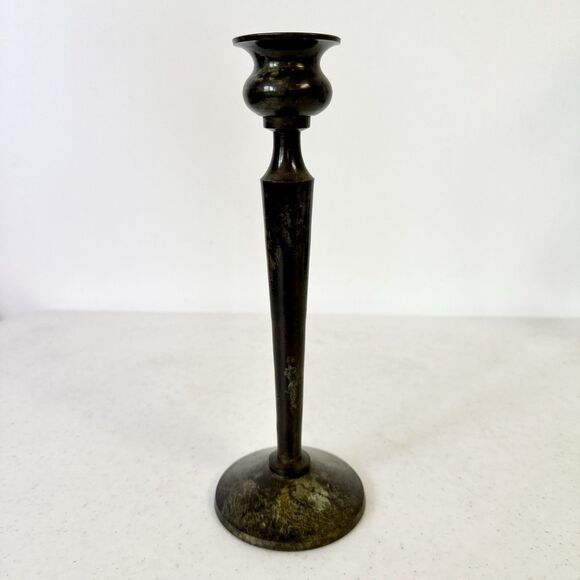 Solid Brass Enamel Painted Candlestick Holder Made In India ‎ 8.75” Tall Decor - Picture 1 of 5